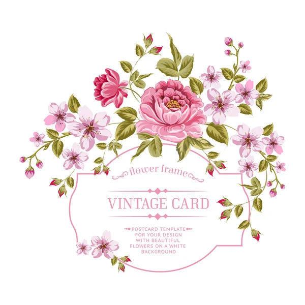 Ramo de flores de primavera para tarjeta vintage . — Vector de stock
