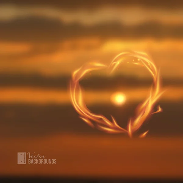 Oheň lásky srdce. — Stockový vektor