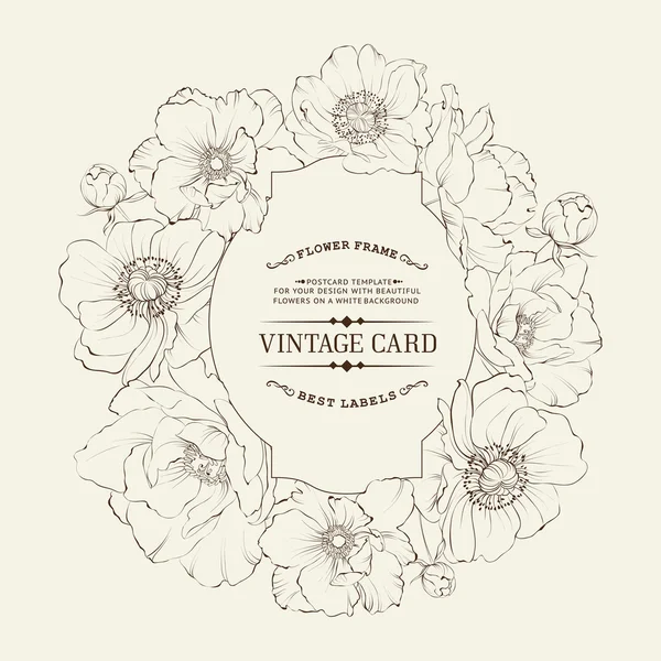 Poppies cartão do vintage . — Vetor de Stock