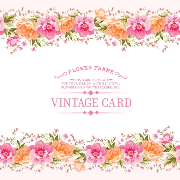 Border of flowers in vintage style. — Stock Vector