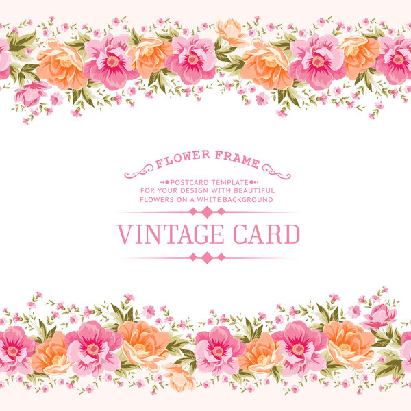 Border of flowers in vintage style.