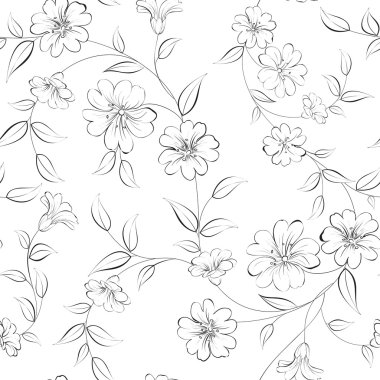 zarif siyah beyaz çiçek kumaş.