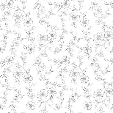 zarif siyah beyaz çiçek kumaş.