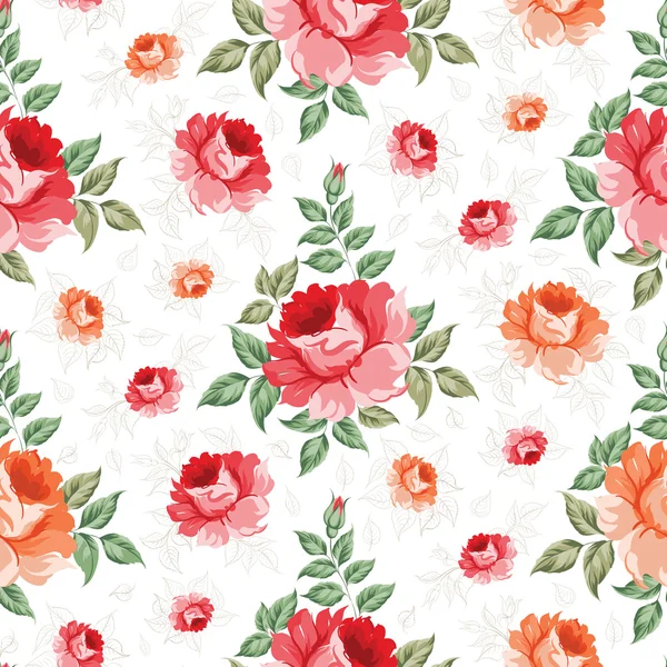 Roses, fond floral, motif sans couture — Image vectorielle