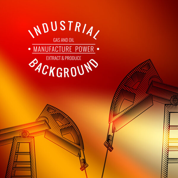 Oil derricks on sunset.