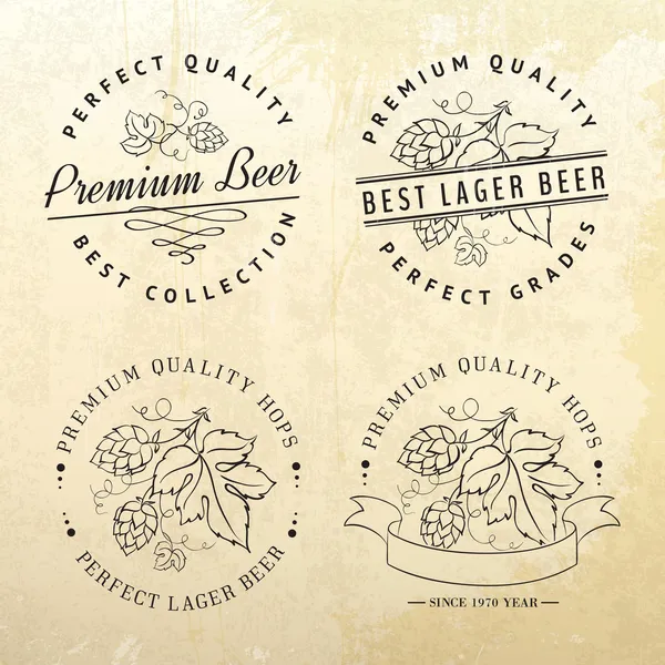 Emblemas y etiquetas de cerveza . — Archivo Imágenes Vectoriales