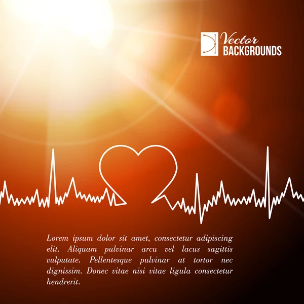 Forma de corazón Línea ECG . — Vector de stock