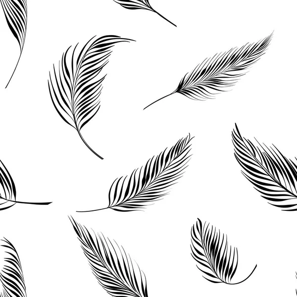 Tropiska blad sömlösa mönster på en vit bakgrund. Sommarpalmblad. — Stock vektor