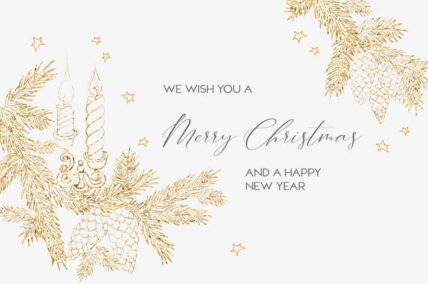 Merry Christmas Greeting Card z napisem. — Wektor stockowy