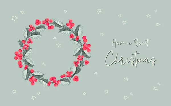 Happy new year background. Greeting card with holly branches. — Stock Vector