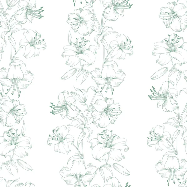 하얀 배경에 있는 백합화의 꽃에서 볼 수있는 바 다 무늬. — 스톡 벡터