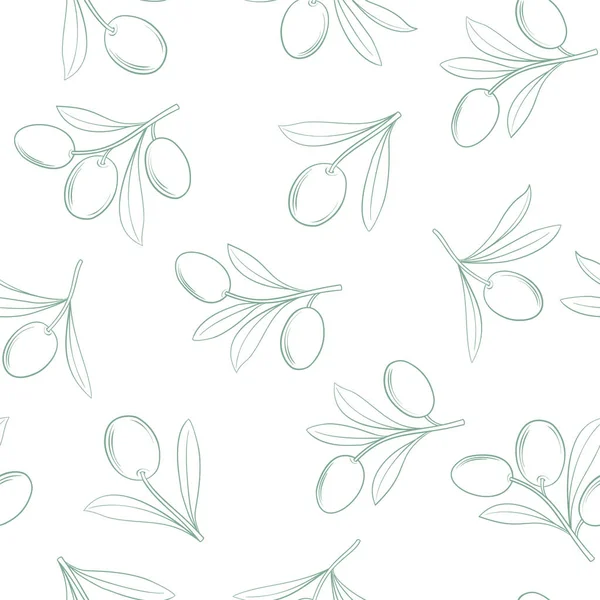 Sömlösa mönster grenar av oliver på vit bakgrund. — Stock vektor