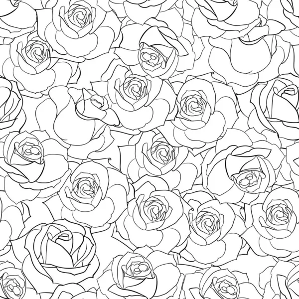 Nahtloses Muster aus Rosenblüten auf weißem Hintergrund. — Stockvektor