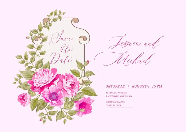 Floral invitation card. Wedding botanical template. — Stock Vector
