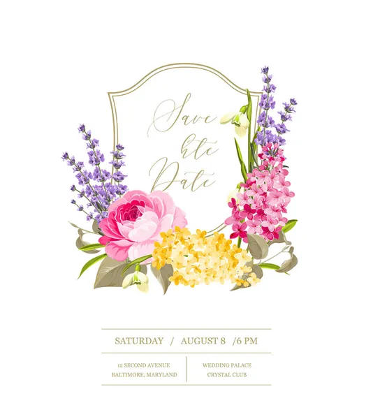 Floral invitation card. Wedding botanical template. — Stock Vector