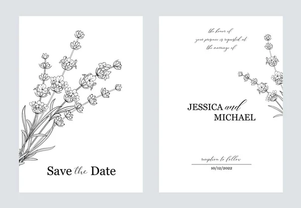 Cartão de convite floral. Modelo botânico de casamento. — Vetor de Stock