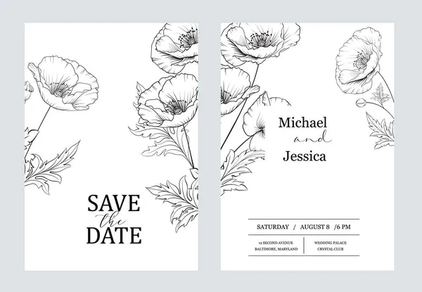Floral invitation card. Wedding botanical template. — Stock Vector