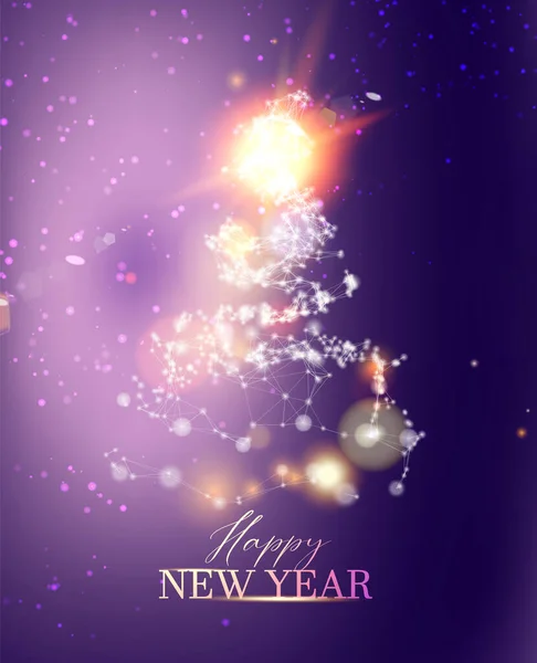 Grußkarte mit Silhouette eines Weihnachtsbaums. Frohes neues Jahr. — Stockvektor
