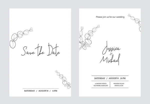 Çiçekli davetiye kartı. Düğün botanik şablonu. — Stok Vektör