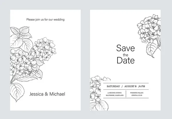 Carte d'invitation florale. Modèle botanique de mariage. — Image vectorielle