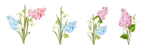 Zestaw różnych lilii na białym tle. — Wektor stockowy