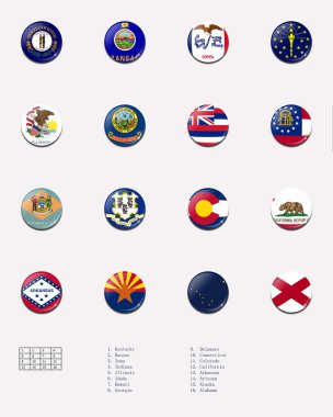 State flag ball/stamp of UNITED STATES 2/3 clipart