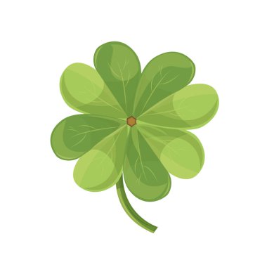 Vektör düz stil illüstrasyon izole beyaz arka plan üzerinde St Patrick's day yeşil şanslı yonca yaprağı