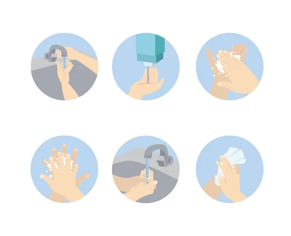 Инфографика Личной Гигиене Профилактике Заболеваний Здравоохранению Правильно Мыть Руки Шаг — стоковый вектор