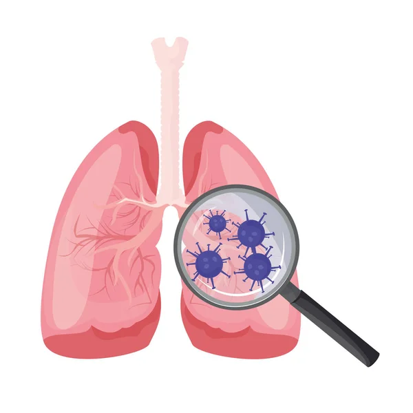 Diseño Del Virus Corona Con Pulmones Infectados Microscópico Del Virus — Archivo Imágenes Vectoriales