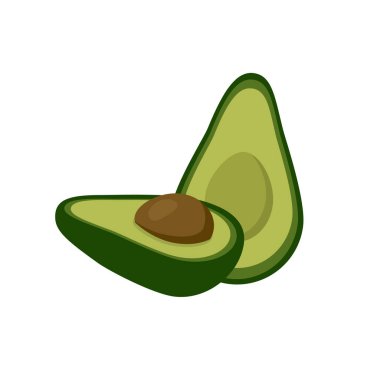 Gerçekçi vektör avokado çizimi. Avokadonun tamamı beyaz arka planda izole edilmiş. Menü, poster, kartpostal için resim.