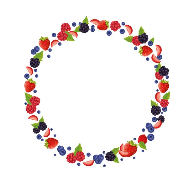 Bandiera Frutta Vettoriale Con Mix Bacche Cadenti Sfondo Bianco Progettazione — Vettoriale Stock