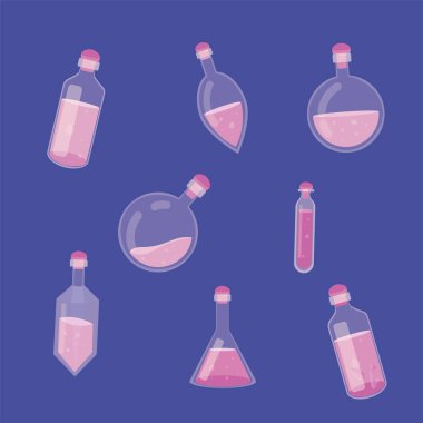 Sıvı ile kaplanmış cam şişeler..