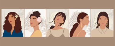 Kadın siluetleri ve çeşitli nesneler.