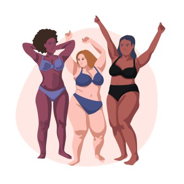 Farklı boylarda çok ırklı kadınlar, figür tipi.