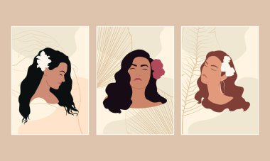 Kadın Portresi Soyut sanat arka plan vektörü.