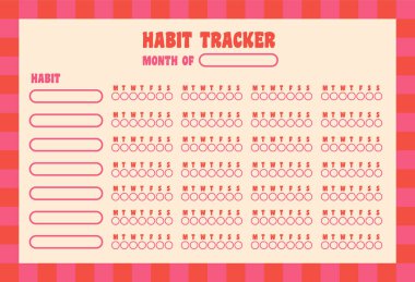 Günlük haftalık ve aylık alışkanlık izleyici vektör tasarım şablonu