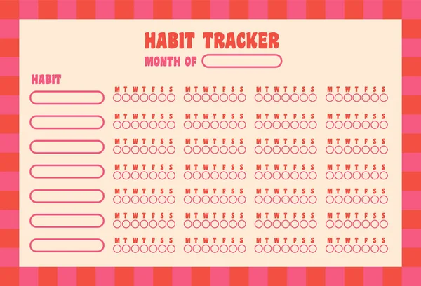 Modello giornaliero settimanale e mensile di progettazione vettoriale del tracker delle abitudini — Vettoriale Stock