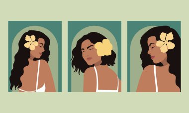 Kadın Portresi Soyut sanat arka plan vektörü.