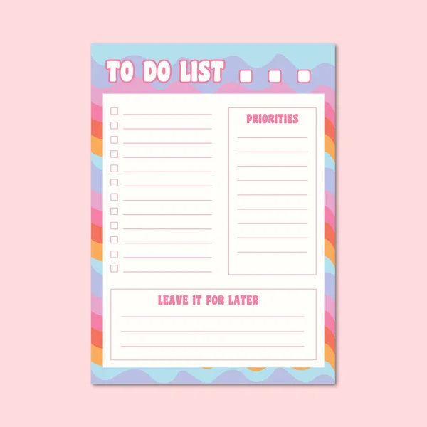 Διάνυσμα για να κάνετε πρότυπο λίστα με χαριτωμένο χρώμα ουράνιο τόξο. — Διανυσματικό Αρχείο