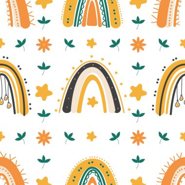 Kusursuz desenli gökkuşağı turuncu sonbahar renk vektör çizimi