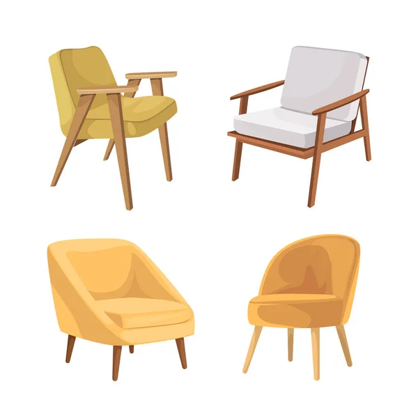 Fauteuil Jaune Illustration Vecteur Sur Fond Blanc — Image vectorielle