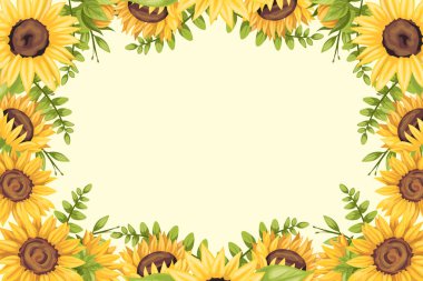 Frame decorated with sunflowers and various plants.