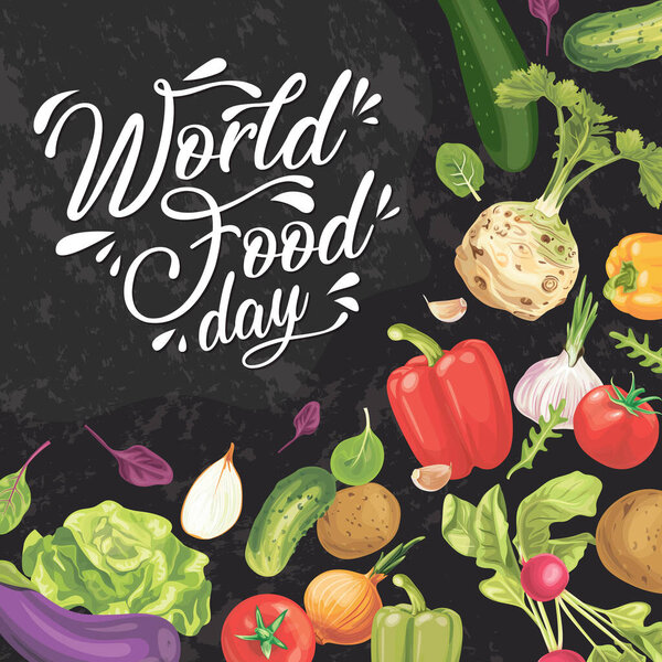 Фон векторной иллюстрации к Всемирному дню продовольствия