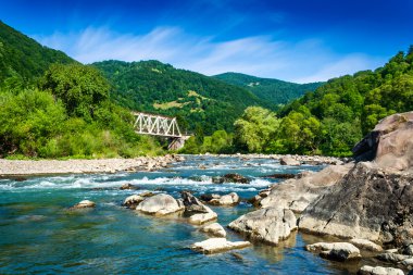 bir dağ nehir kıyısında