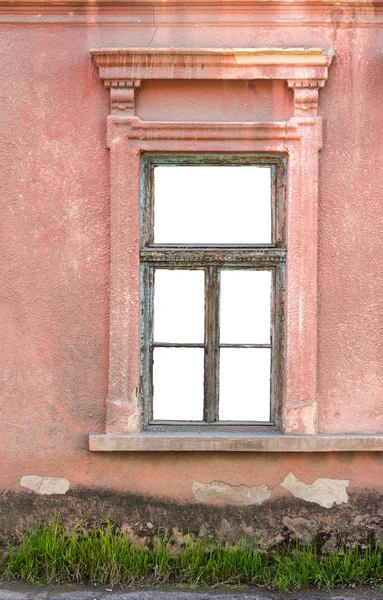 Παλαιού πλαισίου παραθύρων στον τοίχο — Φωτογραφία Αρχείου