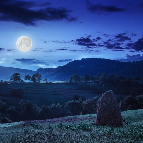 Champ près de la maison la nuit — Photo