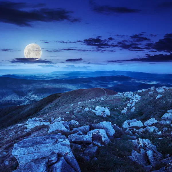 Stones on the hillside at night — Stock Photo, Image
