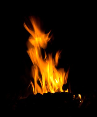 odun sobaları içinde yanan yüksek alev