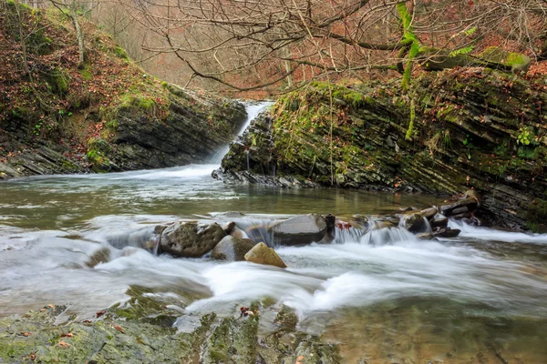 Hermosa cascada sale de un río sinuoso —  Fotos de Stock