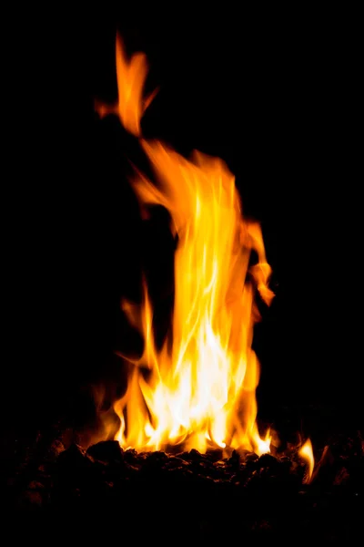 High flame burning wood in stoves — Stock Photo, Image